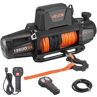 VEVOR Electric Winch 13500 lbs 12V Truck Winch with 92 ft Synthetic Rope