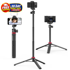 Auto Open Phone Tripod 59in Extendable Selfie Stick Vlog Stand 360 Ball Head