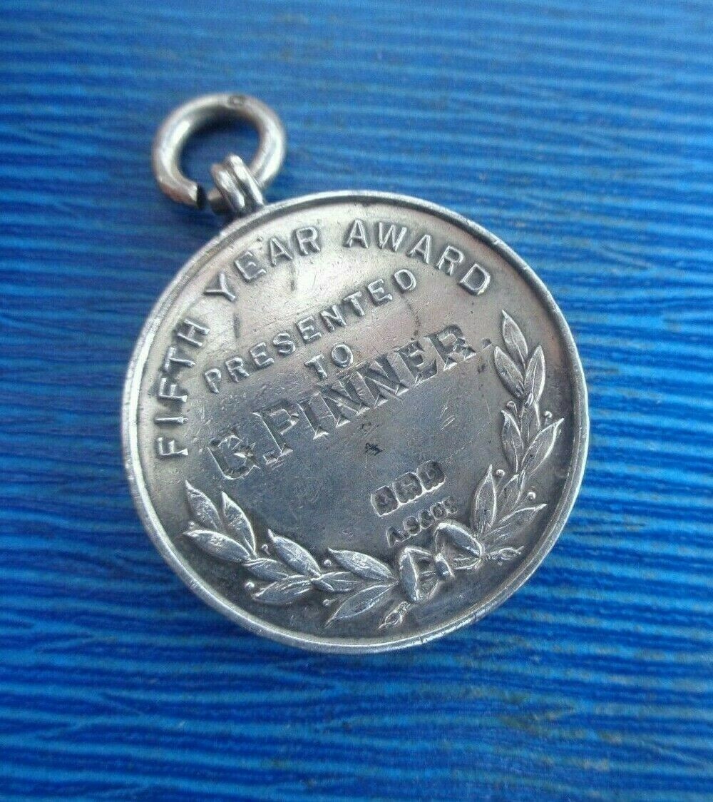 Vinatge Sterling Silver Fob Medal h/m 1928 - Birmingham Safety First Council thumbnail 3