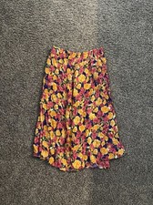Vintage Yellow Pink Floral Maxi Midi Skirt Cottage Core Easter Spring