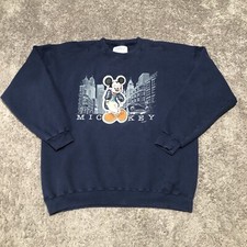 Vintage 90s Mickey Mouse Chill Guy Crewneck Sweatshirt Size XL Blue Made In USA