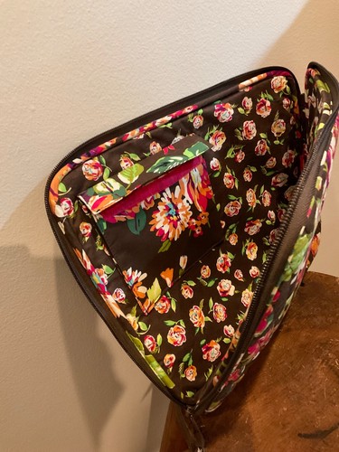 Vera Bradley "English Rose" Floral Large Padded Laptop Case - Picture 2 of 5