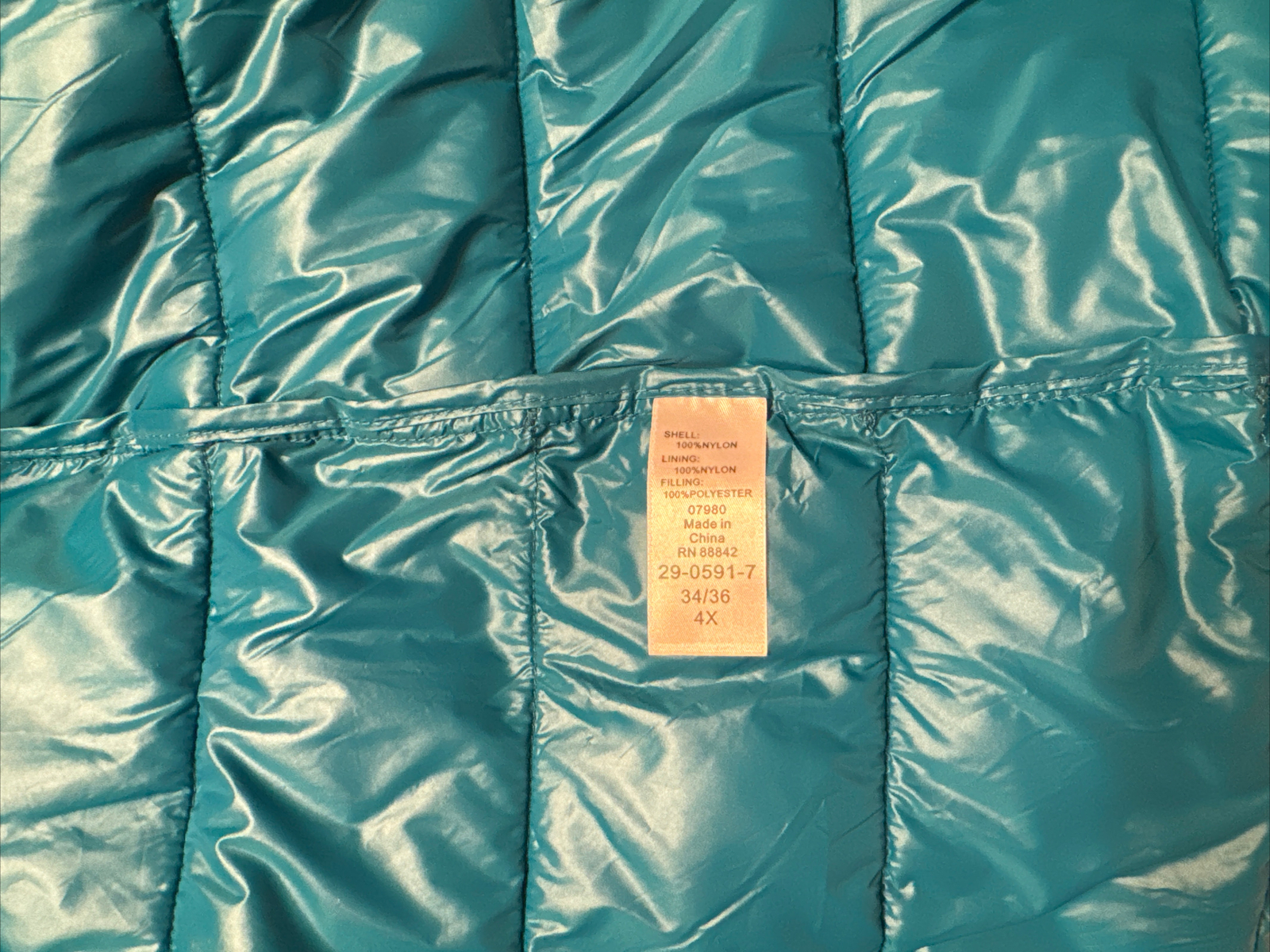 Woman Within Teal Long Packable Puffer Jacket Women's Plus Size 4X 34/