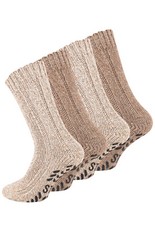 2 - 4 Paar Stoppersocken, Norweger Stricksocken mit ABS-Sohle, Wollsocken