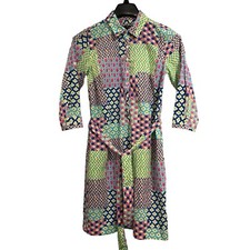 Talbots Shirt Dress Womens 2 Island Patchwork Cotton Button Front Office Career