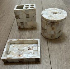 5 Pcs VTG Real Mother of Pearl Luxury Bathroom Accessory Set/mint C