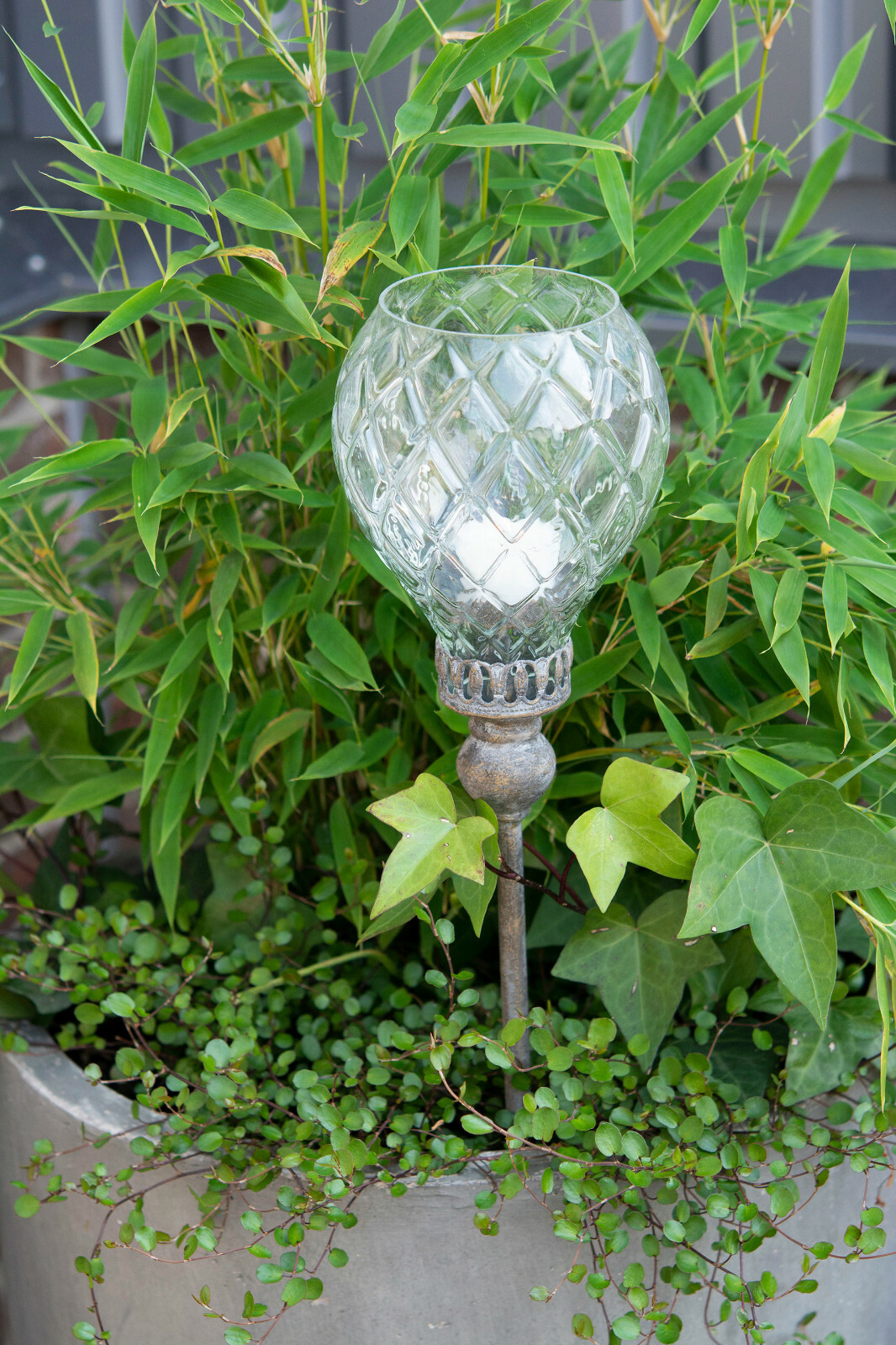 StabLaterne Kerzenhalter Windlicht Deko Garten Metall Glas