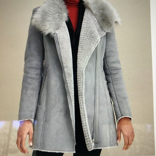 guess faux shearling overcoat