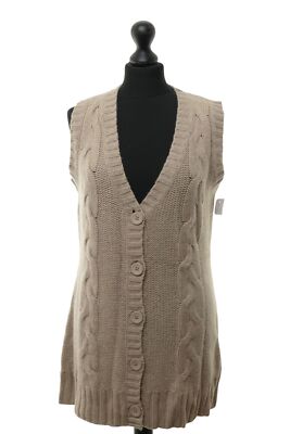 Private Industries Damen Strickweste Weste 42 beige V-Neck