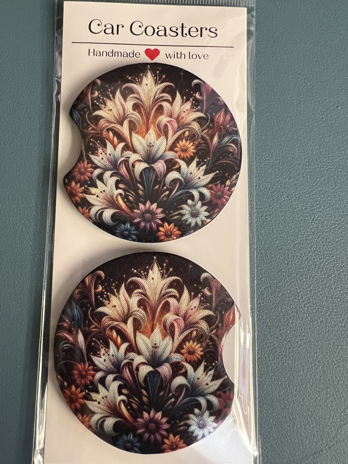 Flowers! Car Coaster.  Bright Colors.