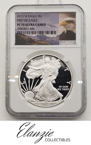 2015-W American Silver Eagle Proof NGC PF70 UC First Releases Eagle Label