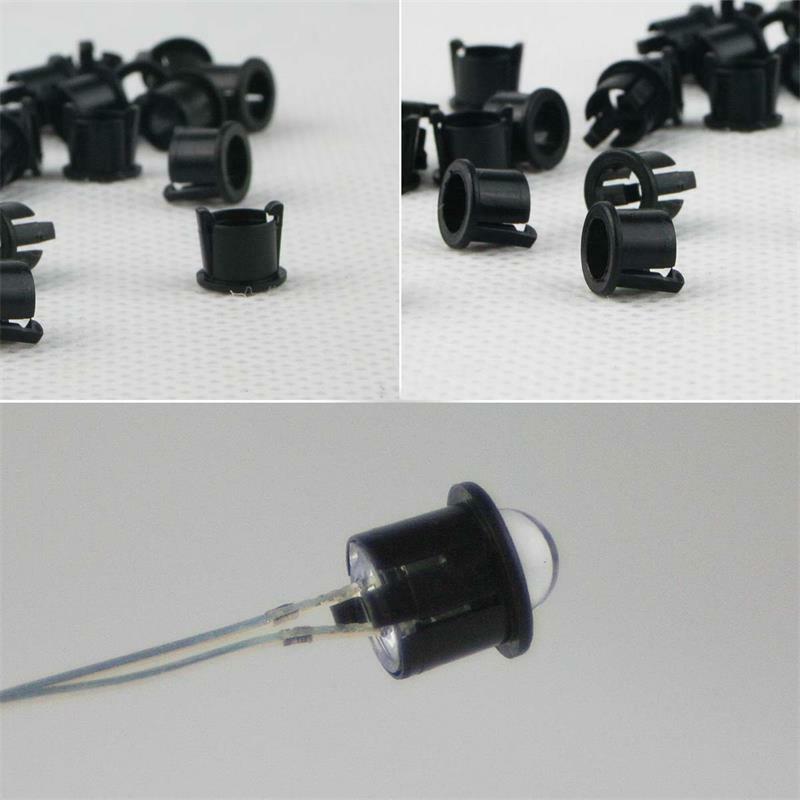 100 Stück Montageringe Für 5mm LEDs – Schwarzer Kunststoff, Für 6,5 Mm Bohrungen, Befestigung Ohne Kleben
