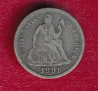 1891 SEATED LIBERTY SILVER DIME **NICE CIRCULATED FINE** FREE SHIP!!