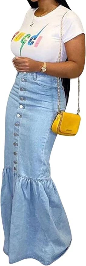 Button down cheap fishtail skirt