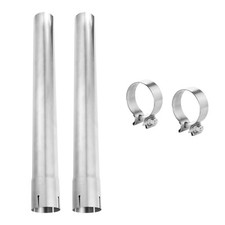 2pcs 3 Inch Stainless Steel Exhaust Tube 22.8 Long Straight Pipes With Clamp