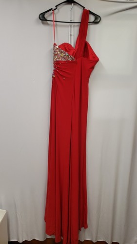 Night Moves Style 6602 Size 6 Red W/ Rhinestone Detail Formal Prom Elegant Gown - Picture 7 of 12