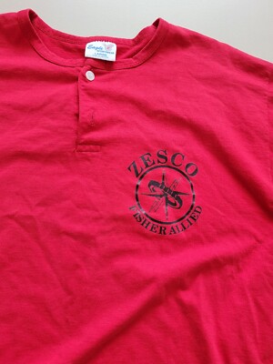 VTG Eagle Sportswear TShirt Sz L 90s Zesco Fisher Allied 2 button Single Stitch 