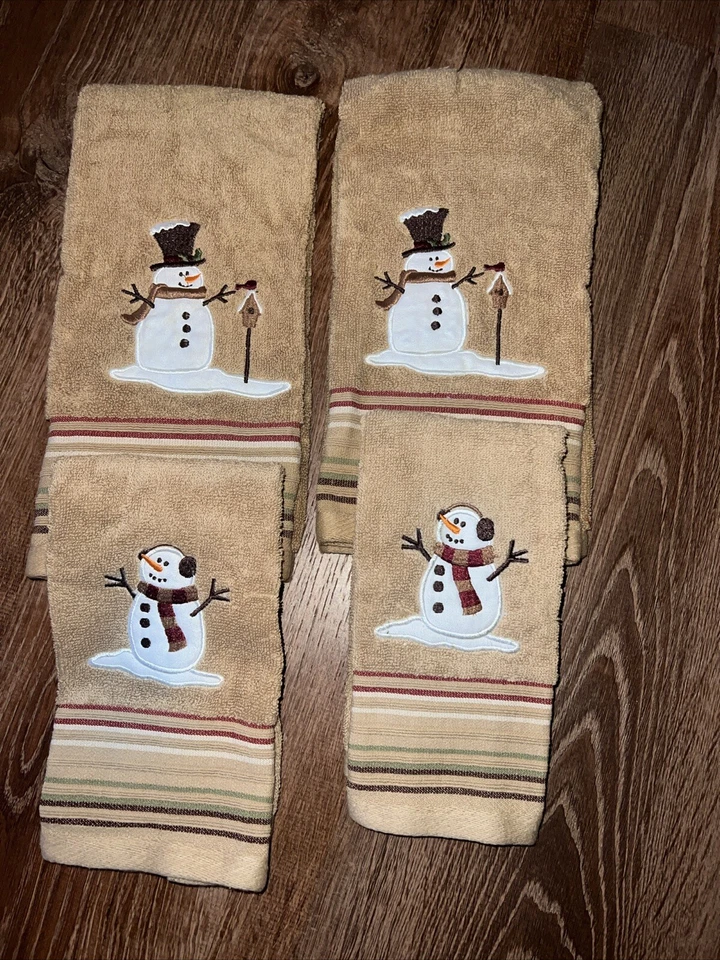 SKL Home Ltd. Toalla de mano y dedo muñeco de nieve rústico a cuadros pequeña, juego de trigo 4 Foto 3 de 4