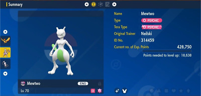 Pokemon Scarlet & Violet 6IV Shiny Mewtwo Max EVs