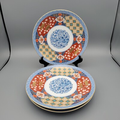 VTG SMITHSONIAN INSTITUTION Imari Floral Japan Porcelain Salad Plates - Set of 3