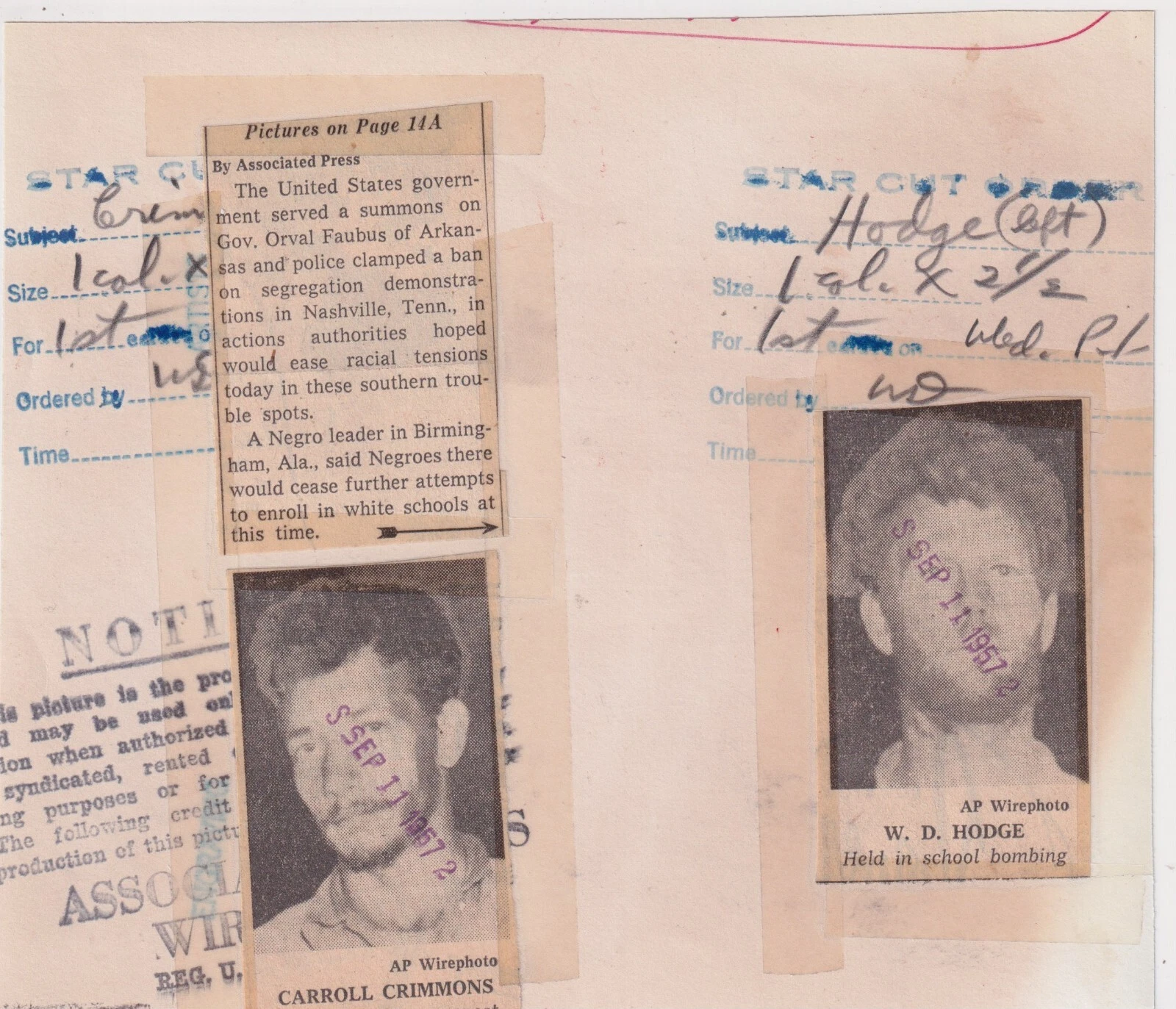 RACIST SCHOOL BOMBERS in Birmingham Alabama * VINTAGE 1957 CIVIL RIGHTS photo - 画像2/2