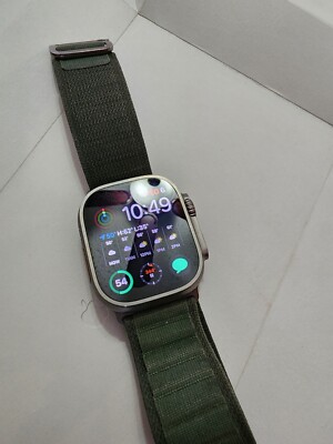 Apple Watch Ultra 49mm Titanium Case with Green Alpine Loop, Medium (GPS +...