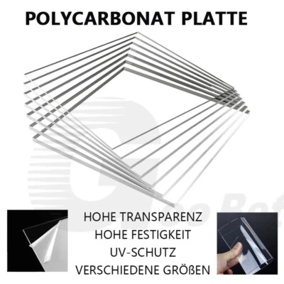 Glasplatte 2mm 3mm 4mm 5mm Zuschnitt Polycarbonat Platte Scheibe klar UV-Schutz - Bild 1 von 4