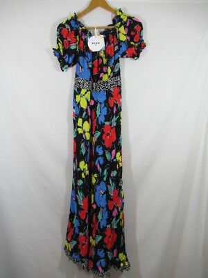 NEW Target RIXO Designer Off Shoulder Puff Sleeve Dress Size 4 Black Floral  | eBay