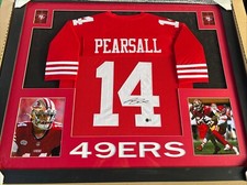 Ricky Pearsall Signed XL Custom 49ers FRAMED Jersey 35 x 43-Beckett Witnessed