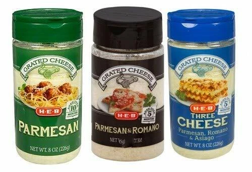 H-E-B Grated Aged Cheese Set - Parmesan, Parmesan and Romano, Three Cheese Blend