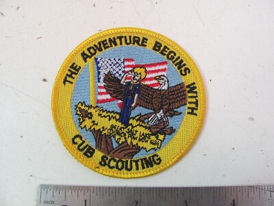 VINTAGE CUB SCOUT PATCH BSA POW WOW ADVENTURE BEGINS 1986