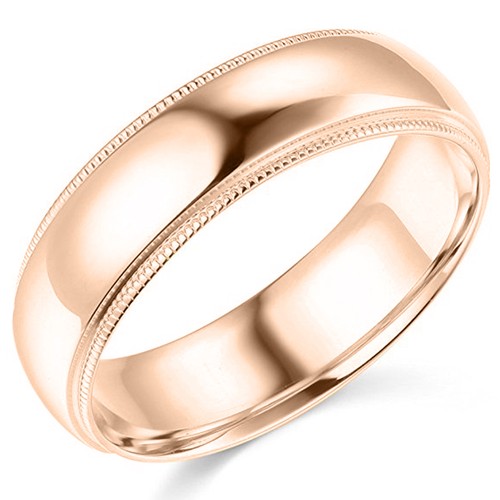 10K Rose Gold 2mm 3mm 4mm 5mm 6mm Comfort Fit Men Women Milgrain Wedding Band - Picture 6 of 13