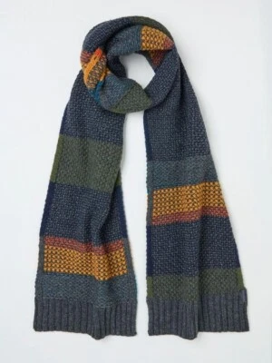FAT FACE Fatface Unisex Waffle Stripe Scarf New With Tags.