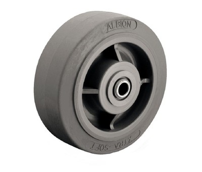 Albion XS0420112 4'' X-tra Soft Rubber Caster Wheel 1-1/4'' Wide Flat