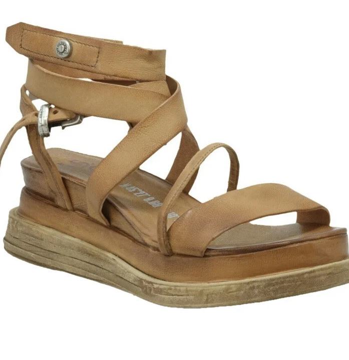 A.S.98 Labo Strappy Platform SANDALS Camel Tan LEATHER NWT 274