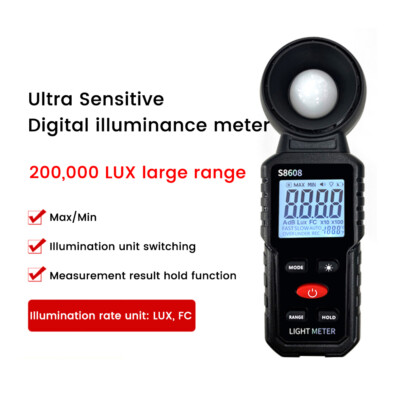 Light Meter Digital Illuminance Meter Luxmeter Luminometer Photometer 200000Lux