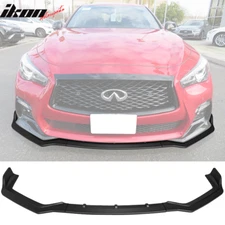 Fits 18-24 Infiniti Q50 Sport Front Bumper Lip Spoiler Splitter Matte Black 3PC