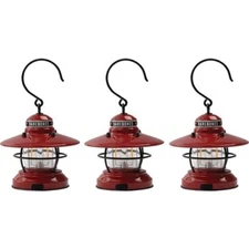 Barebones Living Edison Mini Lantern 3 Pack Red Rechargeable LED Hanging Lights