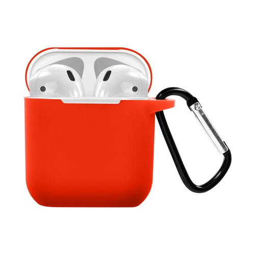 Cover Custodia AirPods 1 e 2 in Silicone Resistente Opaco Moschettone Rossa  | eBay