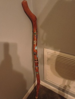 Estate Sale Find Vintage Hand Made Wood Walking Stick Cane  with different parks