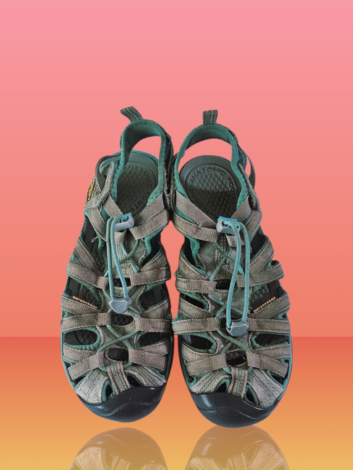 Sandali KEEN Whisper in pizzo elastico grigio medio verde pavone donna taglia 7