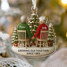 Personalized Couples Christmas Ornament Growing Old Together, Acrylic Home Decor