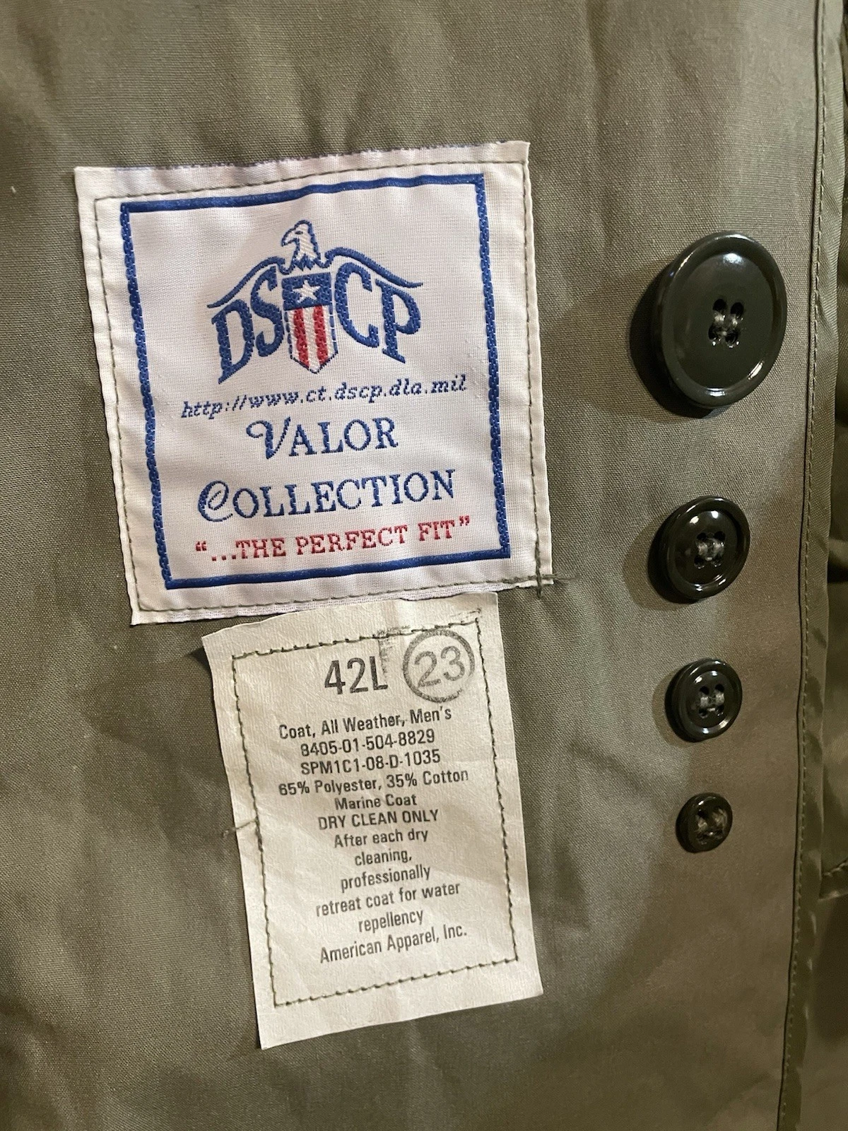 Valor Collection Coat Men’s Size 42XL Belted Military Trench , Removable Liner - product detail image 3