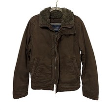 Abercrombie  Fitch Adriondack Jacket Kids L Faux Fur Lined Full Zip Outdoor