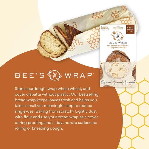 Natural Beeswax Wrap for Bread - Large 17" x 23", Eco-Friendly Honeycomb Design - Picture 9 of 11