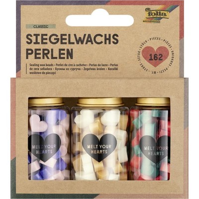 31419 CLASSIC sealable wax beads, 162 wax beads in 6 colors cl...