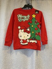 Hello Kitty Christmas Sweatshirt Kids Girls Size Large Red Merry  Bright Shirt