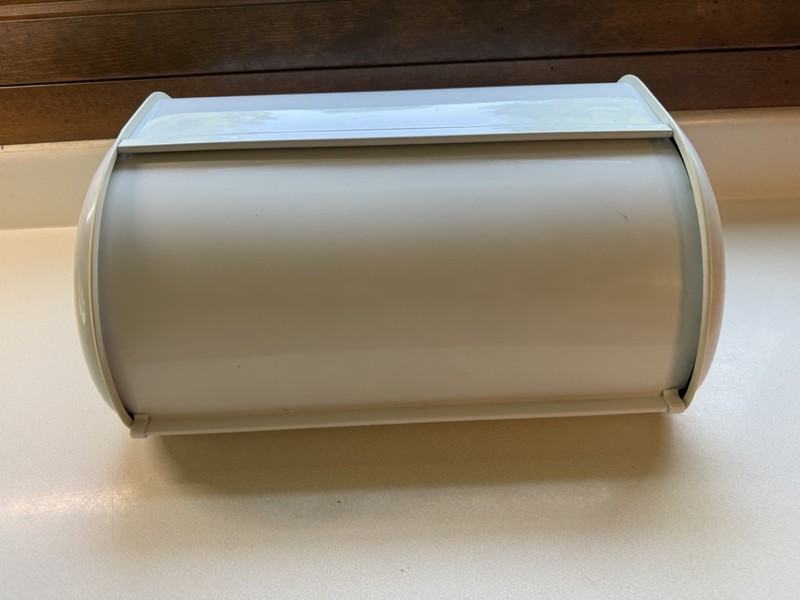 White Steel Bread Box Storage Bin Kitchen Cake Food Container Bread Holder