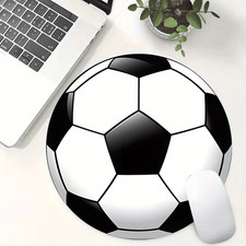 Durable Soccer Print Mouse Pad Non-Slip Round Desk Mat for Laptop Gaming Gift