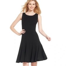 Calvin Klein Little Black Princess Seams Aline Fit Flare Contour Fitted Seamline